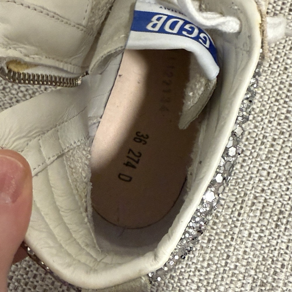 Golden Goose Slide with Laminated Leather Upper and Silver Glitter Size 36 - Picture 14 of 14